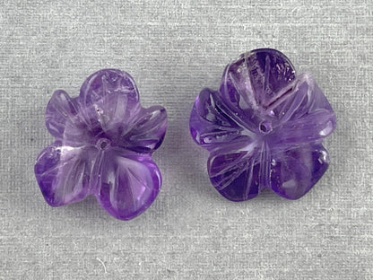 Orchid Carved Amethyst | Natural Gemstone | Center Drilled | AM201B - Gem Enthusiast