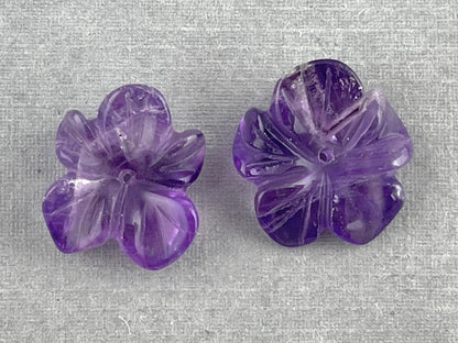 Orchid Carved Amethyst | Natural Gemstone | Center Drilled | AM201B - Gem Enthusiast