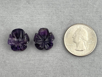 Orchid Carved Amethyst | Natural Gemstone | Center Drilled | AM201C - Gem Enthusiast