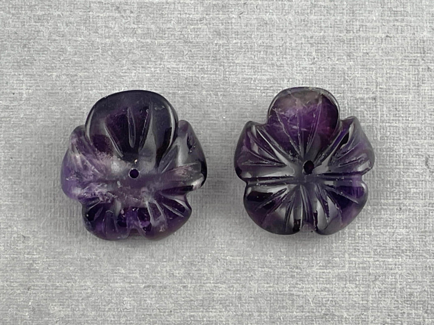 Orchid Carved Amethyst | Natural Gemstone | Center Drilled | AM201C - Gem Enthusiast