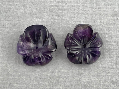 Orchid Carved Amethyst | Natural Gemstone | Center Drilled | AM201C - Gem Enthusiast