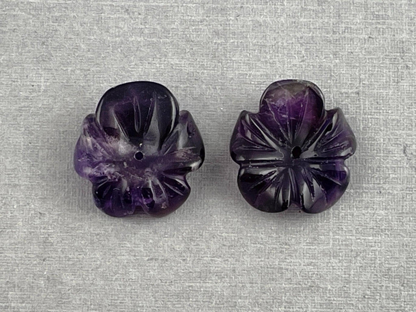 Orchid Carved Amethyst | Natural Gemstone | Center Drilled | AM201C - Gem Enthusiast