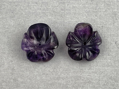 Orchid Carved Amethyst | Natural Gemstone | Center Drilled | AM201C - Gem Enthusiast