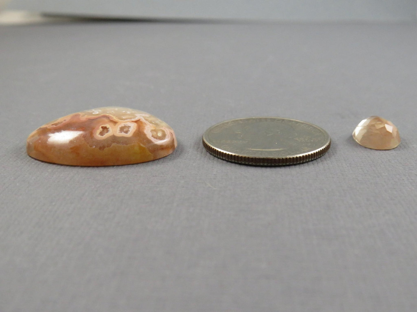 Oregon Sunstone, Crazy Lace Agate Cabochon Pear | 11–28mm | 2-Stone Lot | Oregon, USA and Indonesia | SET126 - Gem Enthusiast