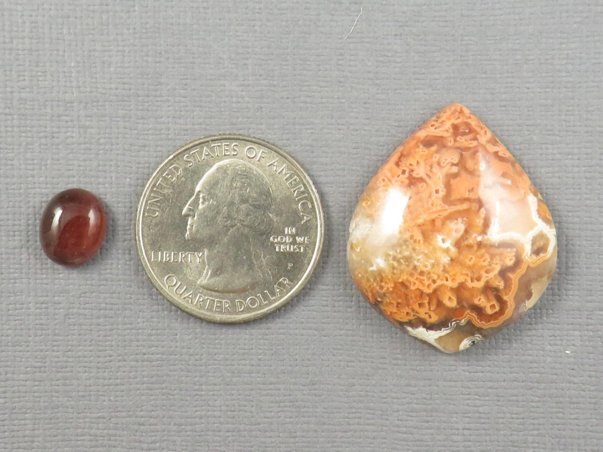 Oregon Sunstone, Crazy Lace Agate | Designer Set | 2-Stone Lot | Oregon, USA and Indonesia | SET124 - Gem Enthusiast