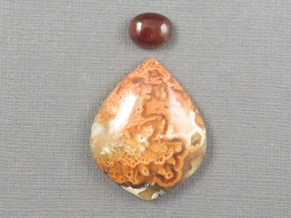 Oregon Sunstone, Crazy Lace Agate | Designer Set | 2-Stone Lot | Oregon, USA and Indonesia | SET124 - Gem Enthusiast