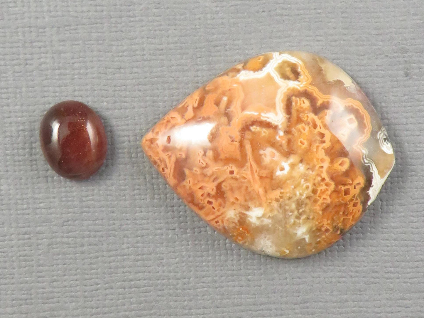 Oregon Sunstone, Crazy Lace Agate | Designer Set | 2-Stone Lot | Oregon, USA and Indonesia | SET124 - Gem Enthusiast