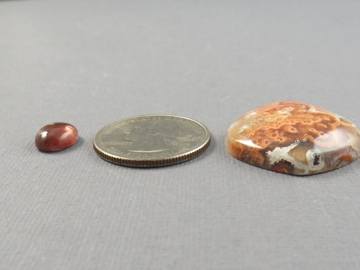 Oregon Sunstone, Crazy Lace Agate | Designer Set | 2-Stone Lot | Oregon, USA and Indonesia | SET124 - Gem Enthusiast
