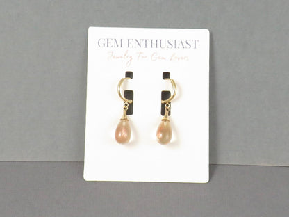 Oregon Sunstone Dangle Earrings | 14k Solid Gold | ER110 - Gem Enthusiast