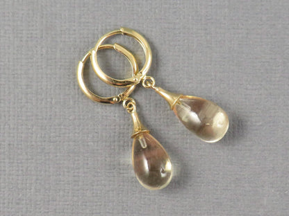 Oregon Sunstone Dangle Earrings | 14k Solid Gold | ER110 - Gem Enthusiast