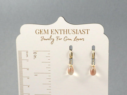 Oregon Sunstone Dangle Earrings | 14k Solid Gold | ER110 - Gem Enthusiast