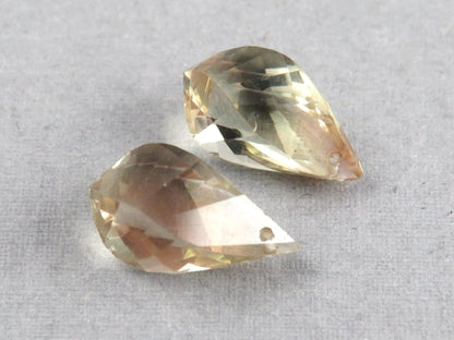 Oregon Sunstone | Faceted Swirl Briolette Pair | 14mm length | USA | OSB112 - Gem Enthusiast