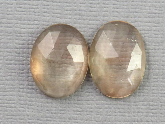 Oregon Sunstone Rose Cut Oval | 13x10.5mm, 7.5ct | Per Pair | Dust Devil Mine, Oregon USA | OSR137 - Gem Enthusiast