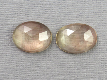 Oregon Sunstone Rose Cut Oval | 13x10.5mm, 7.5ct | Per Pair | Dust Devil Mine, Oregon USA | OSR137 - Gem Enthusiast