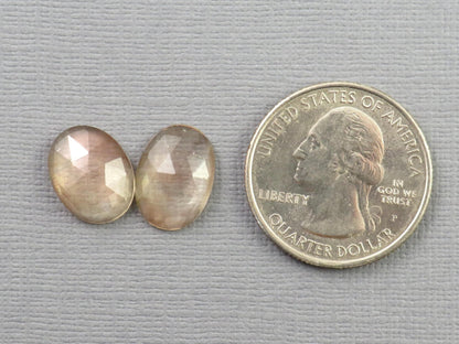 Oregon Sunstone Rose Cut Oval | 13x10.5mm, 7.5ct | Per Pair | Dust Devil Mine, Oregon USA | OSR137 - Gem Enthusiast