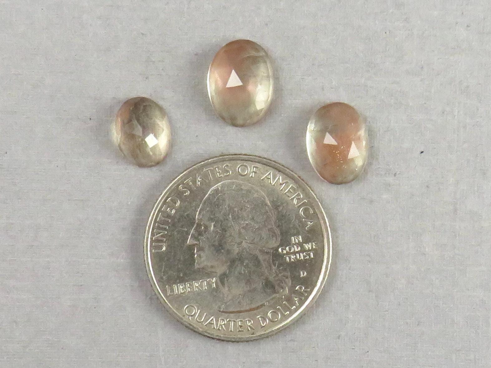 Oregon Sunstone Rose Cut Oval | 9 - 11mm, 7.55ct | 3 - Stone Lot | Sun Crystal, Oregon USA | OSR115 - Gem Enthusiast