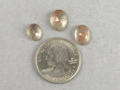 Oregon Sunstone Rose Cut Oval | 9 - 11mm, 7.55ct | 3 - Stone Lot | Sun Crystal, Oregon USA | OSR115 - Gem Enthusiast