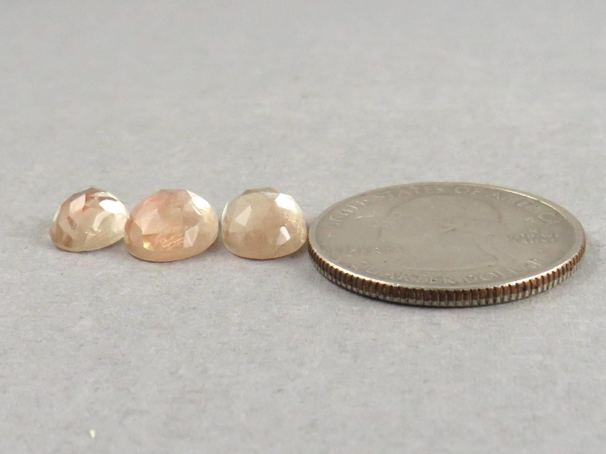Oregon Sunstone Rose Cut Oval | 9 - 11mm, 7.55ct | 3 - Stone Lot | Sun Crystal, Oregon USA | OSR115 - Gem Enthusiast