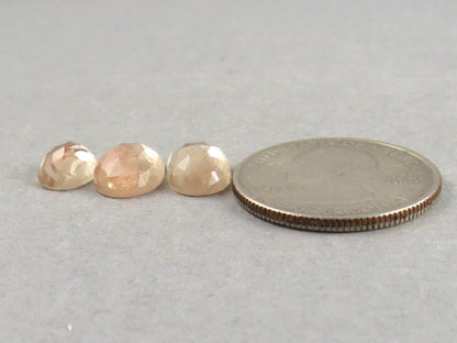 Oregon Sunstone Rose Cut Oval | 9 - 11mm, 7.55ct | 3 - Stone Lot | Sun Crystal, Oregon USA | OSR115 - Gem Enthusiast