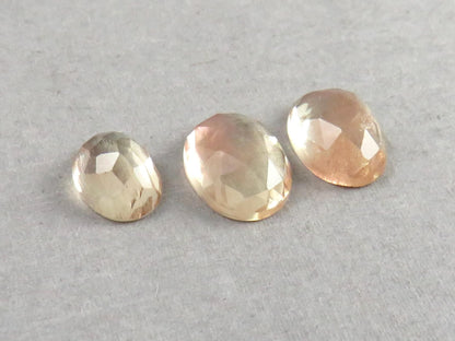Oregon Sunstone Rose Cut Oval | 9 - 11mm, 7.55ct | 3 - Stone Lot | Sun Crystal, Oregon USA | OSR115 - Gem Enthusiast