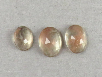 Oregon Sunstone Rose Cut Oval | 9 - 11mm, 7.55ct | 3 - Stone Lot | Sun Crystal, Oregon USA | OSR115 - Gem Enthusiast