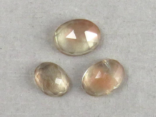 Oregon Sunstone Rose Cut Oval | 9 - 11mm, 7.55ct | 3 - Stone Lot | Sun Crystal, Oregon USA | OSR115 - Gem Enthusiast