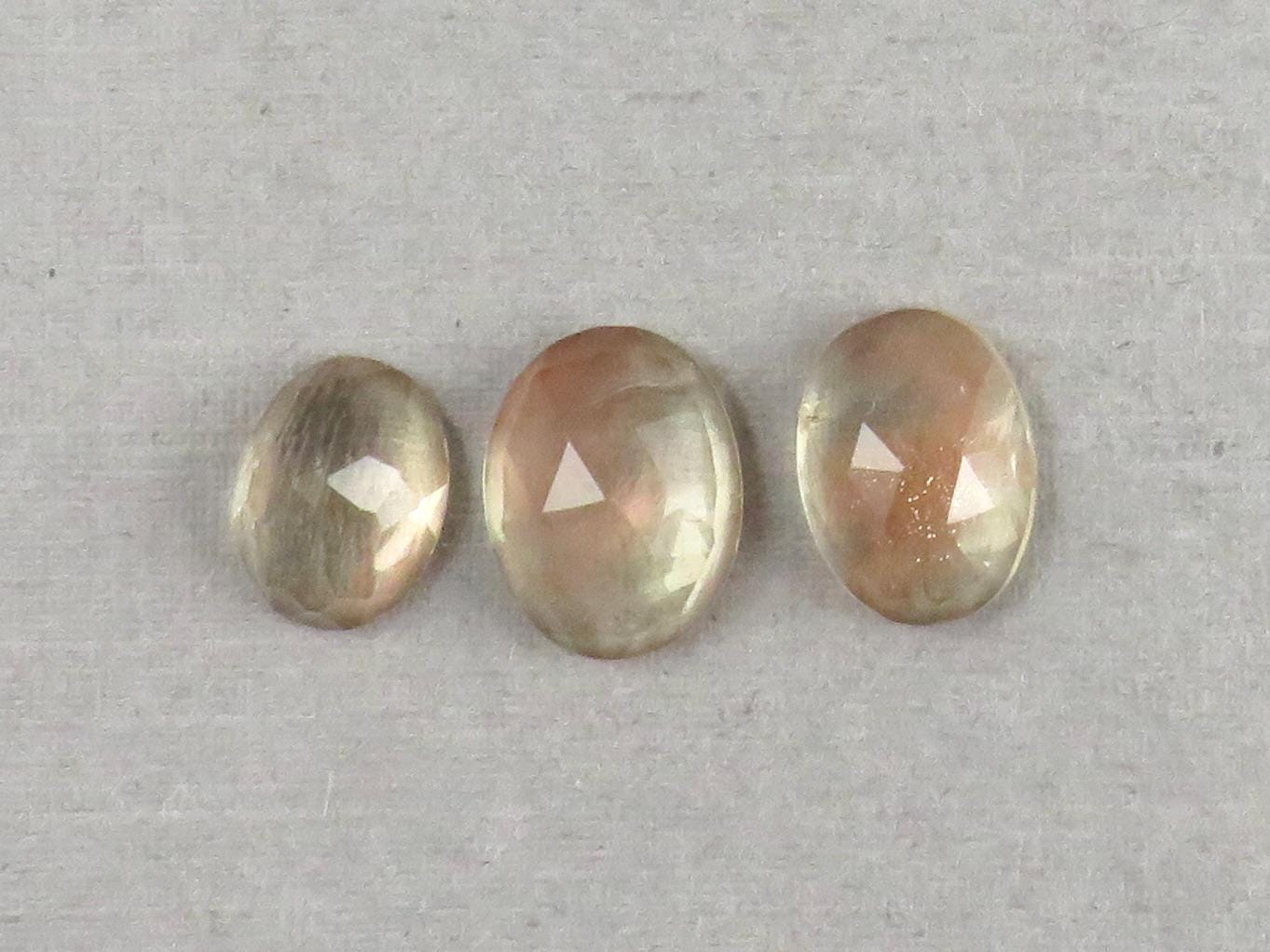 Oregon Sunstone Rose Cut Oval | 9 - 11mm, 7.55ct | 3 - Stone Lot | Sun Crystal, Oregon USA | OSR115 - Gem Enthusiast