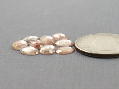 Oregon Sunstone Rose Cut Oval Gemstone Lots | 8x6mm, 7ct | Oregon, USA | Peach with Schiller | OSR141 - Gem Enthusiast