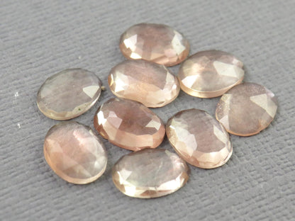 Oregon Sunstone Rose Cut Oval Gemstone Lots | 8x6mm, 7ct | Oregon, USA | Peach with Schiller | OSR141 - Gem Enthusiast