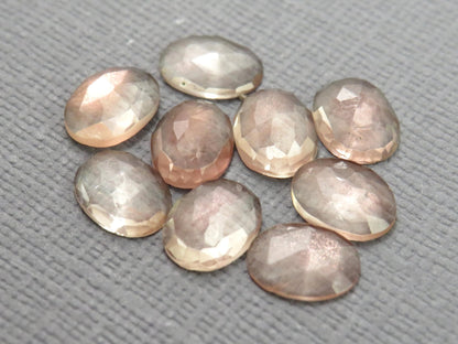 Oregon Sunstone Rose Cut Oval Gemstone Lots | 8x6mm, 7ct | Oregon, USA | Peach with Schiller | OSR141 - Gem Enthusiast