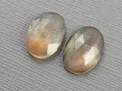 Oregon Sunstone - Rose Cut Oval Pair | USA Gemstone | 17mm | OSR139 - Gem Enthusiast