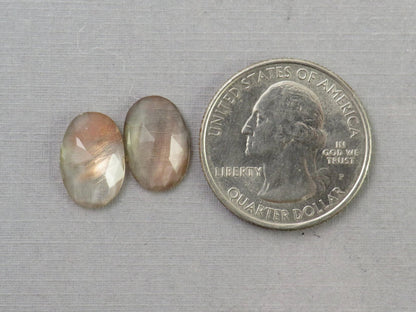Oregon Sunstone - Rose Cut Oval Pair | USA Gemstone | 17mm | OSR139 - Gem Enthusiast