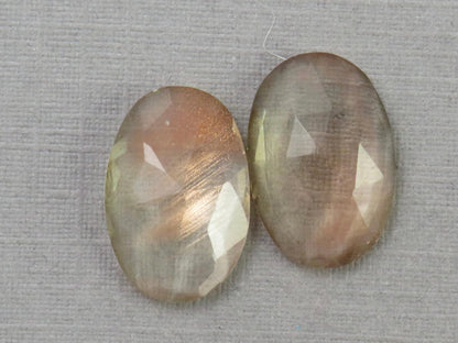 Oregon Sunstone - Rose Cut Oval Pair | USA Gemstone | 17mm | OSR139 - Gem Enthusiast