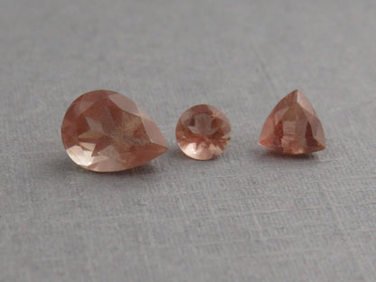 Oregon Sunstone Set | 4mm Round, 5mm Trillion, 8x6mm pear | 1.72 carats | OSF230 - Gem Enthusiast