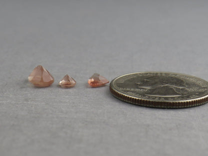 Oregon Sunstone Set | 4mm Round, 5mm Trillion, 8x6mm pear | 1.72 carats | OSF230 - Gem Enthusiast