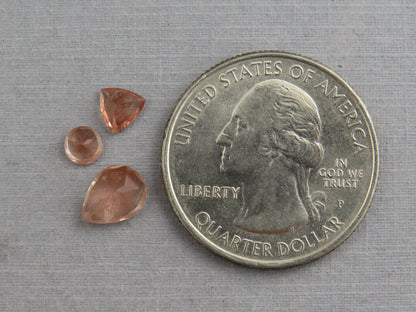 Oregon Sunstone Set | 4mm Round, 5mm Trillion, 8x6mm pear | 1.72 carats | OSF230 - Gem Enthusiast