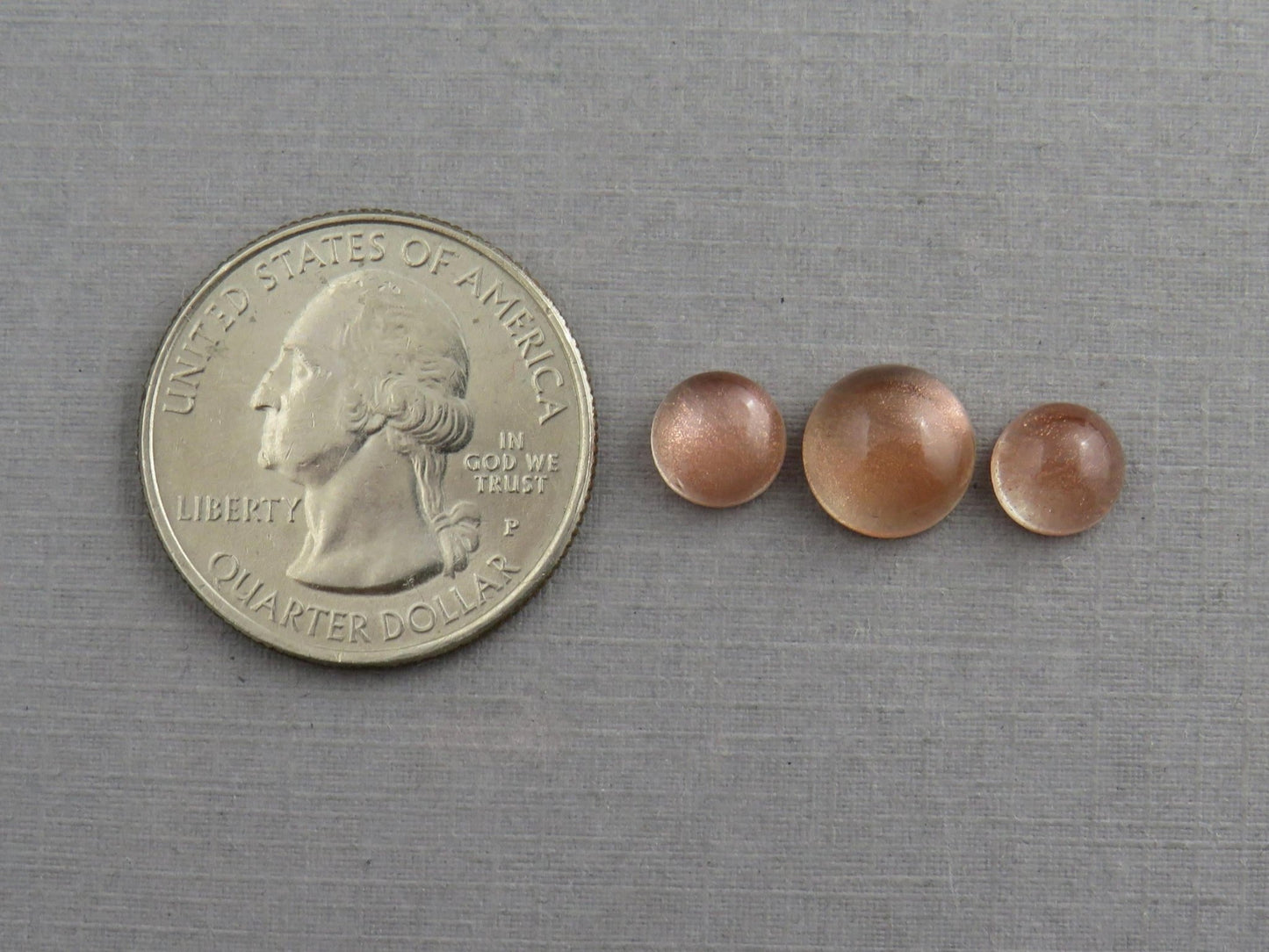 Oregon Sunstones Cabochon Set | 7mm pair and 9mm single Round Gemstones | 5.7 carats | OSC331 - Gem Enthusiast