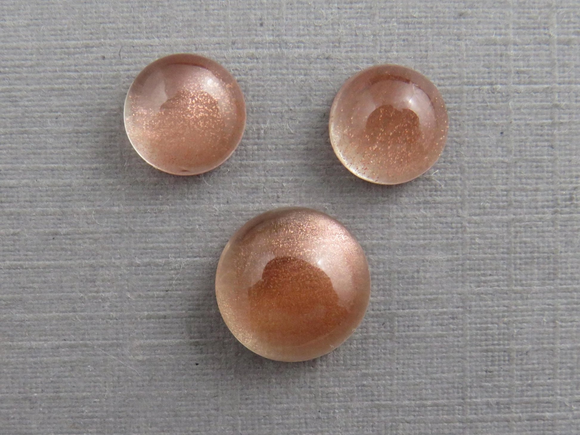 Oregon Sunstones Cabochon Set | 7mm pair and 9mm single Round Gemstones | 5.7 carats | OSC331 - Gem Enthusiast