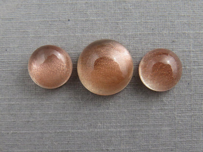 Oregon Sunstones Cabochon Set | 7mm pair and 9mm single Round Gemstones | 5.7 carats | OSC331 - Gem Enthusiast