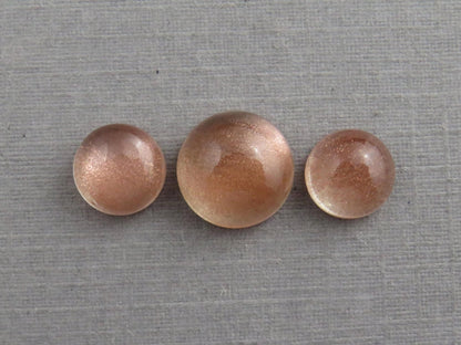 Oregon Sunstones Cabochon Set | 7mm pair and 9mm single Round Gemstones | 5.7 carats | OSC331 - Gem Enthusiast