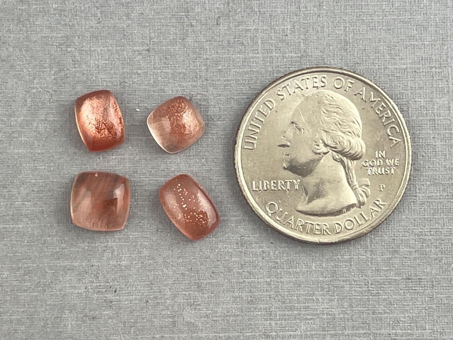 Oregon Sunstones Cushion Cabochon Lot | Schiller | 7.22 carats | OSC304 - Oregon Sunstone - Gem Enthusiast