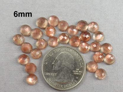 Oregon Sunstones Rose cut Round Cabochons | 6mm 7mm 8mm | Mined in the USA - Gem Enthusiast
