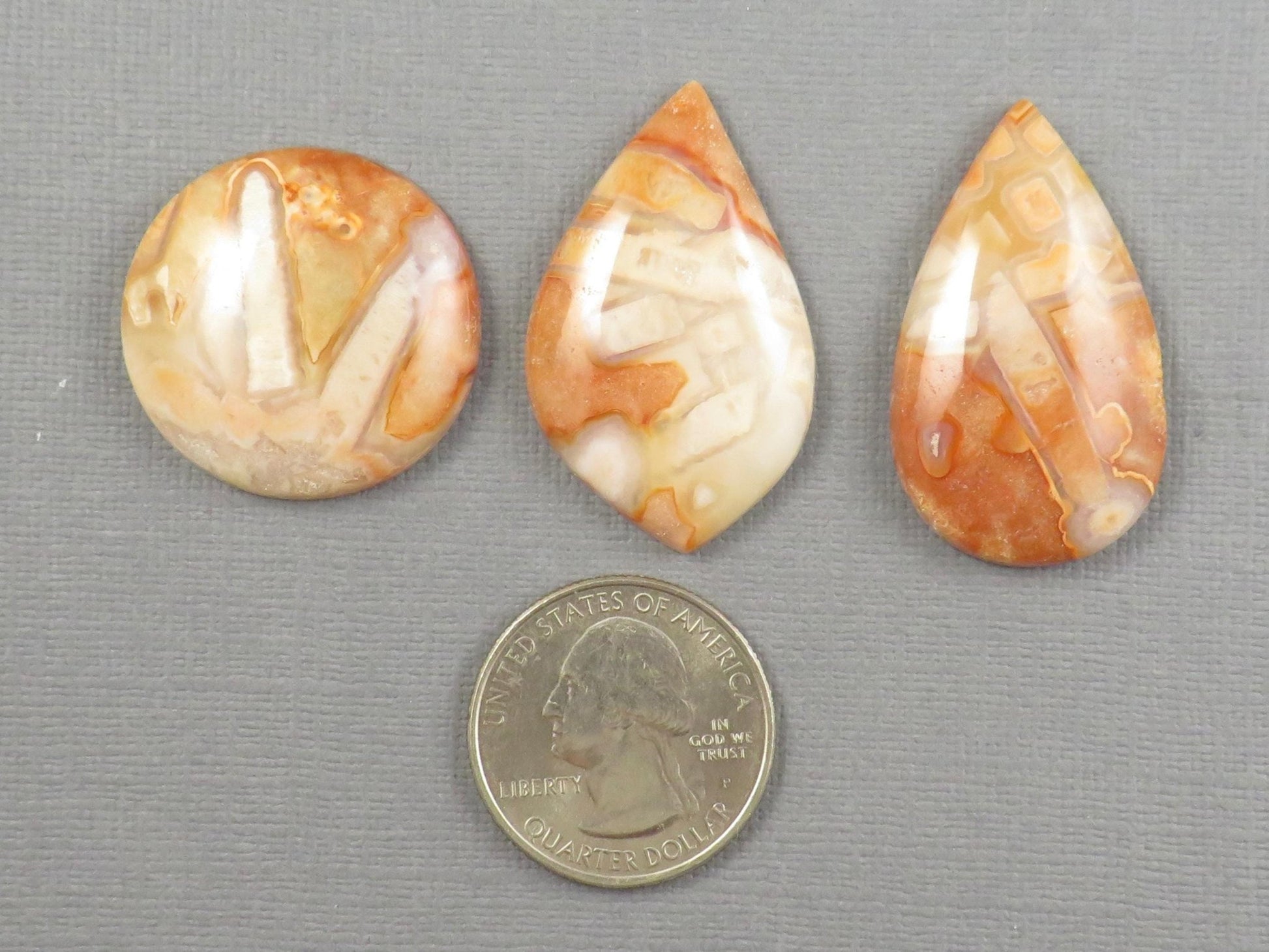 Peach Lace Agate Cabochon | 27–36mm, avg 32ct | Per Stone | Indonesia | AG393 - Gem Enthusiast