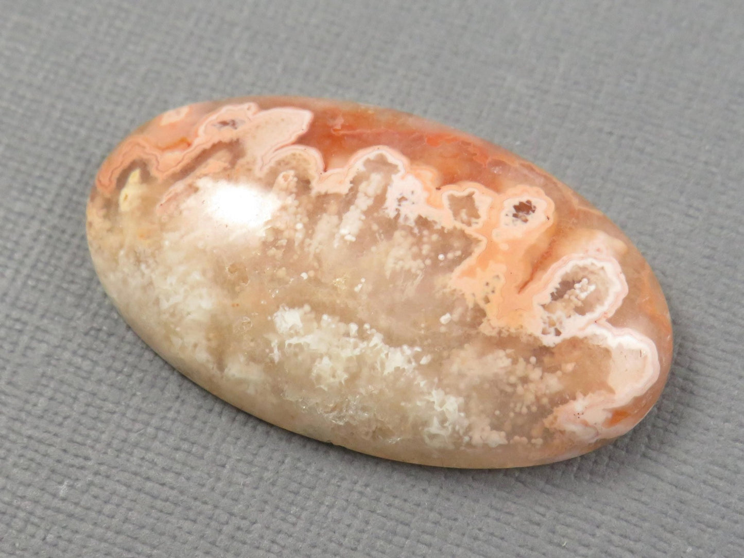 Peach Lace Agate Cabochon Oval | 39x23mm, 47ct | Indonesia | AG398 - Gem Enthusiast