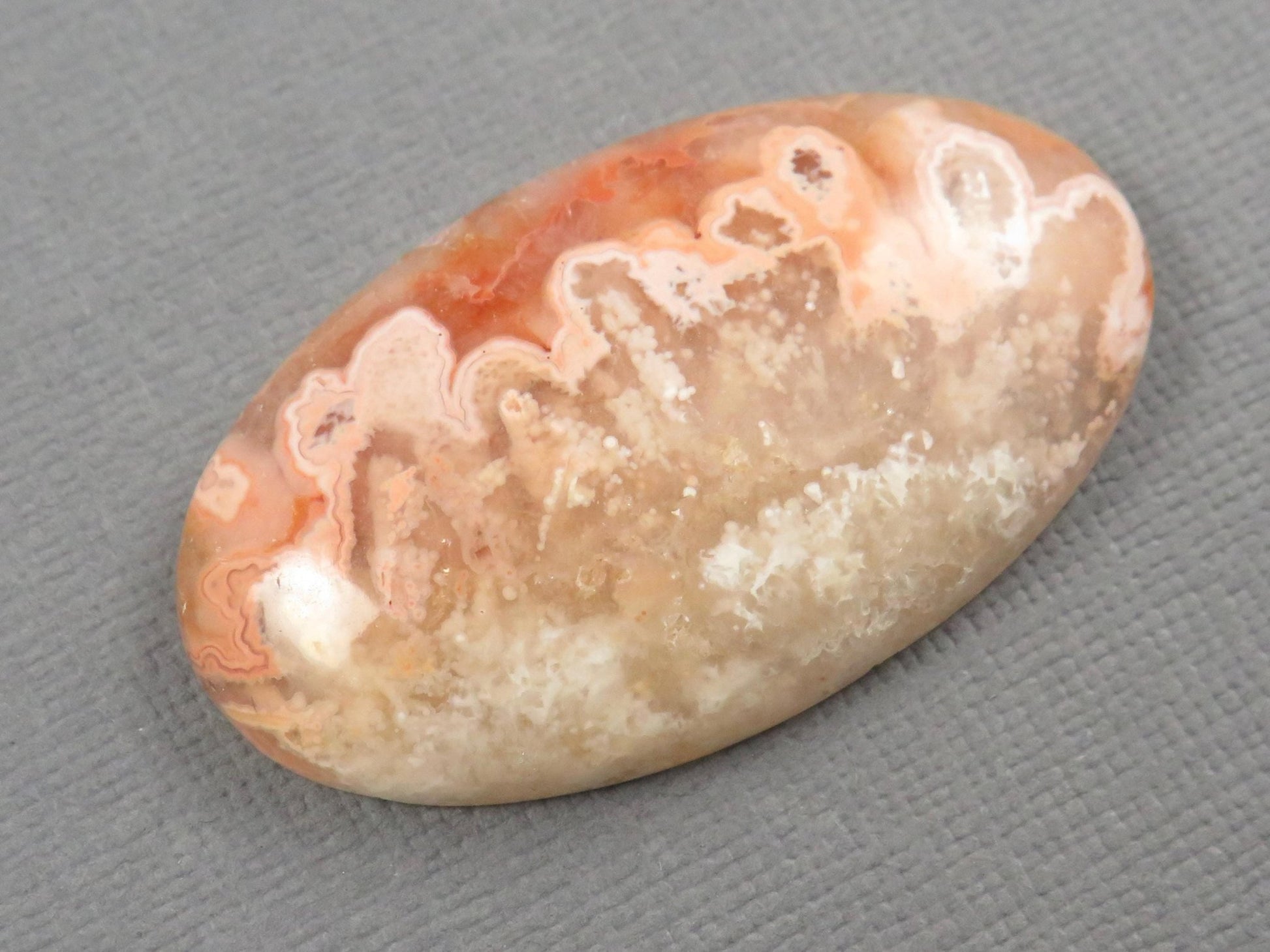 Peach Lace Agate Cabochon Oval | 39x23mm, 47ct | Indonesia | AG398 - Gem Enthusiast