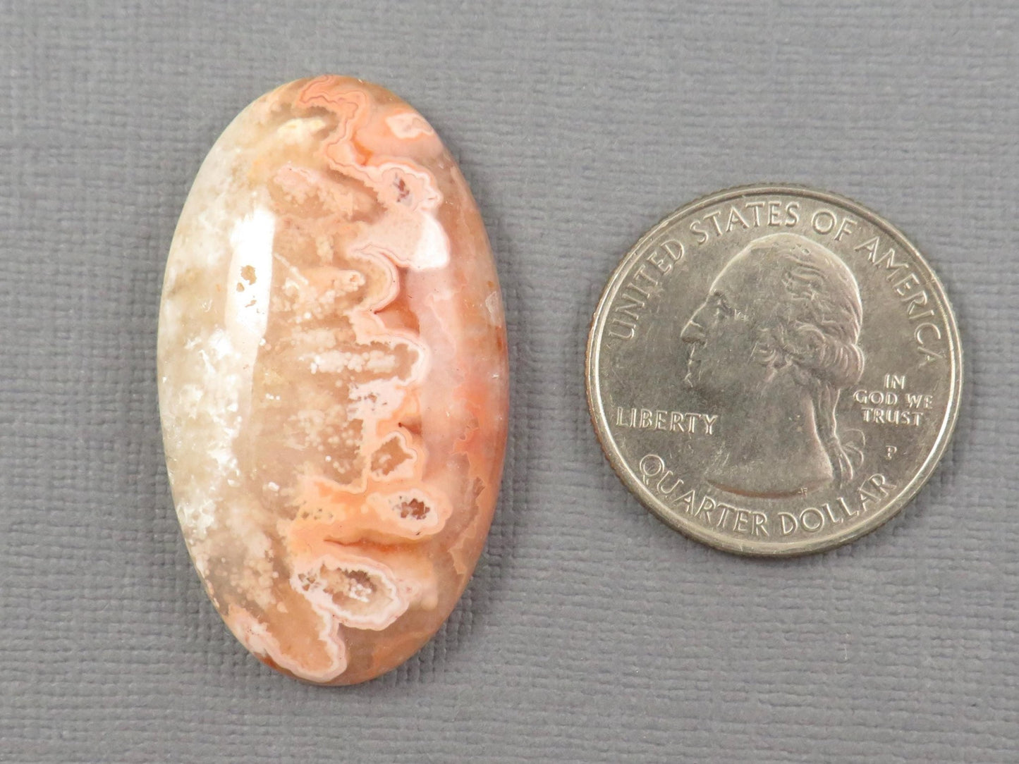 Peach Lace Agate Cabochon Oval | 39x23mm, 47ct | Indonesia | AG398 - Gem Enthusiast