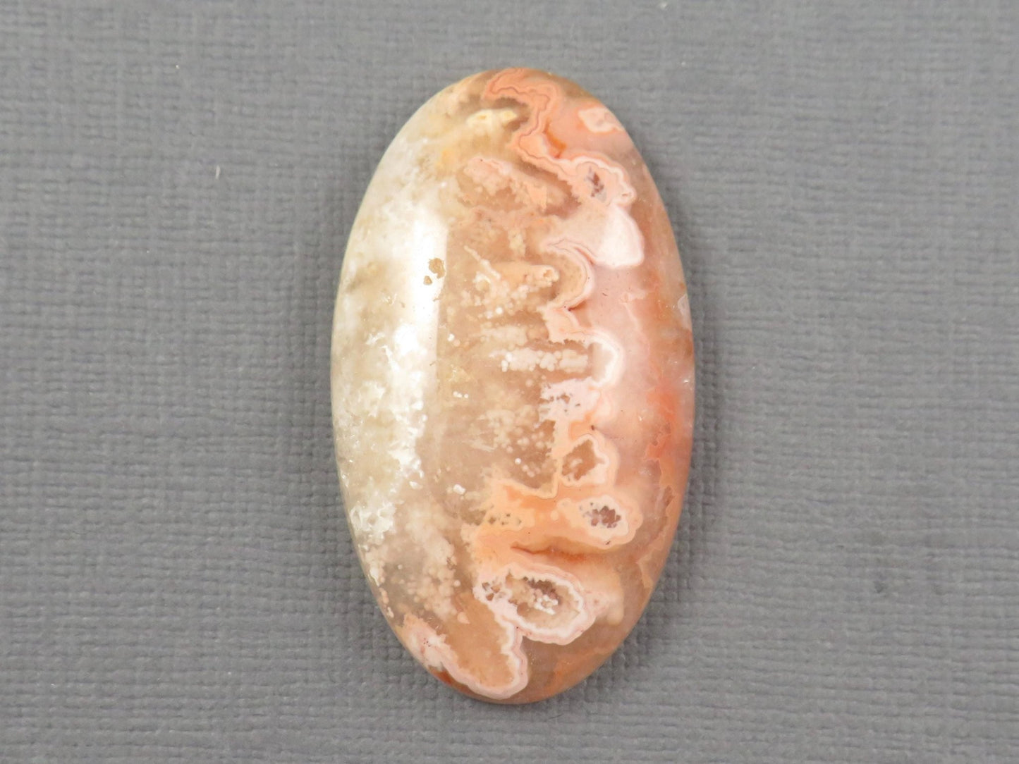 Peach Lace Agate Cabochon Oval | 39x23mm, 47ct | Indonesia | AG398 - Gem Enthusiast