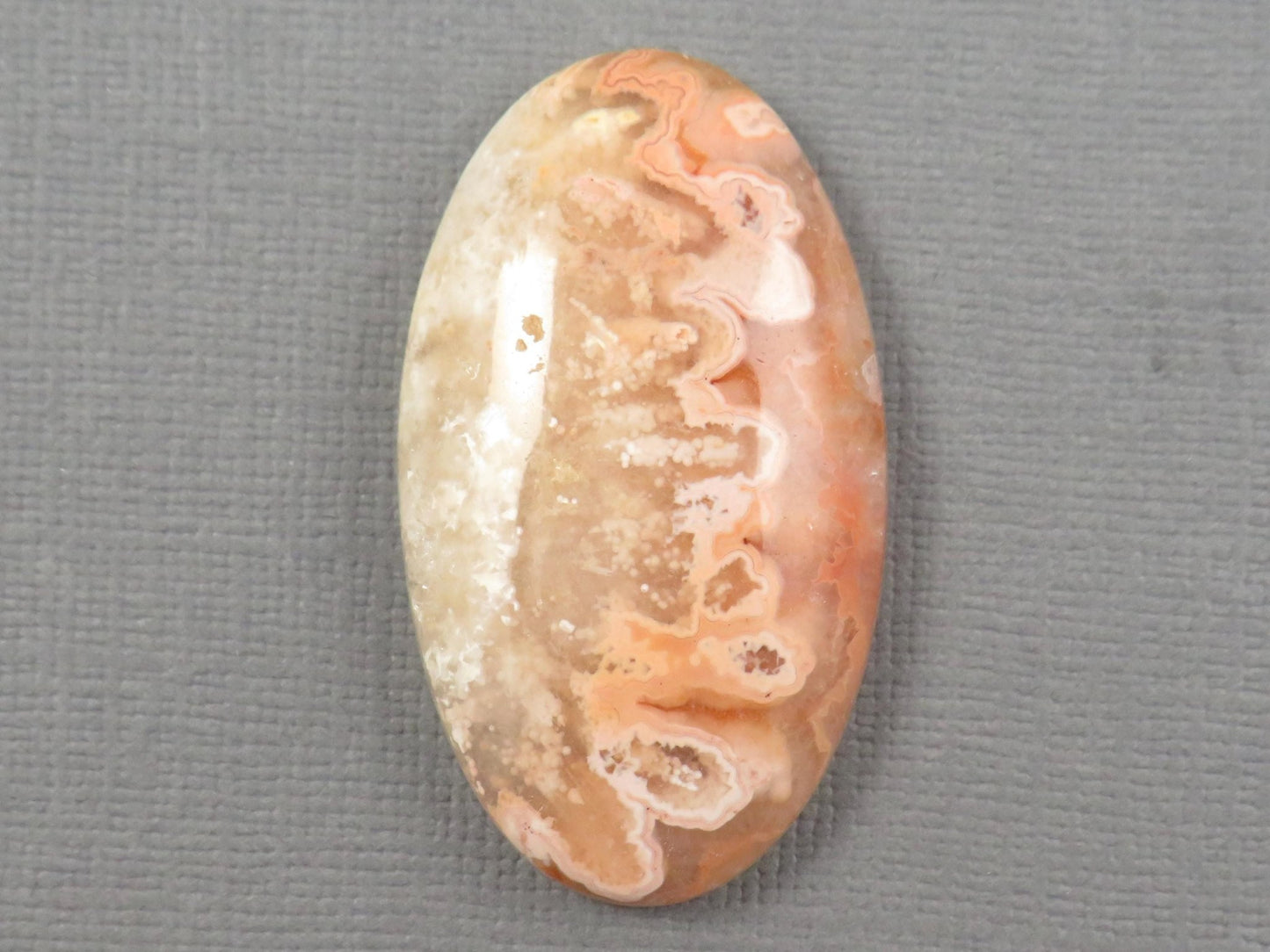 Peach Lace Agate Cabochon Oval | 39x23mm, 47ct | Indonesia | AG398 - Gem Enthusiast