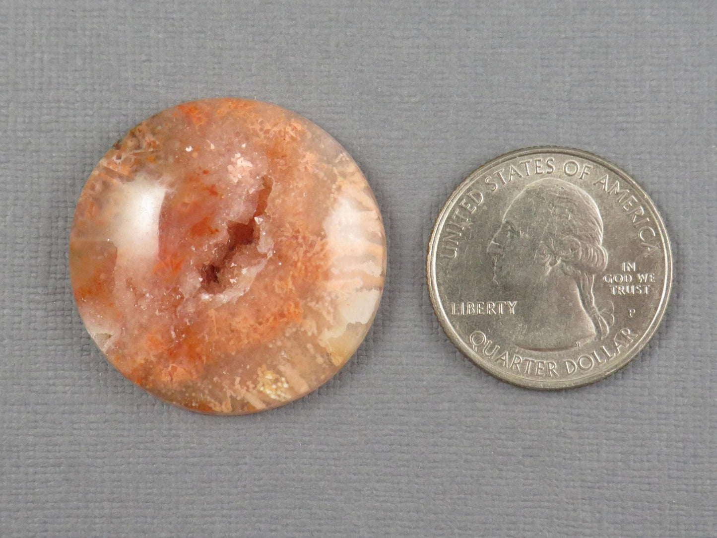 Peach Lace Agate Cabochon Round | 31.5x31.5mm, 47ct | Indonesia | AG397 - Gem Enthusiast