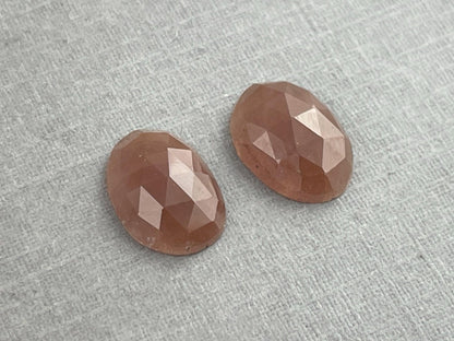 Peach Sapphire Rose Cut Pair | 11mm x 8mm | Natural Gemstones | SP542 - Gem Enthusiast